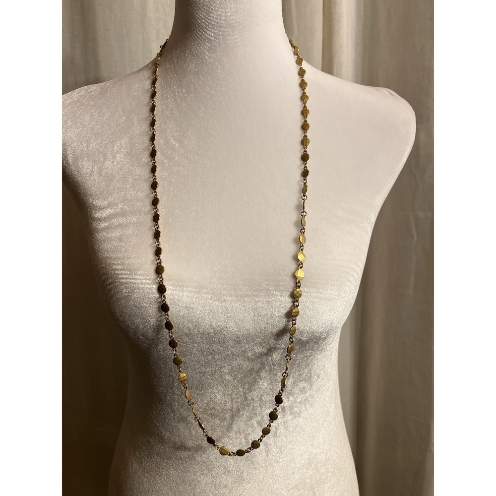 VTG Premier Designs Classic Gold Hammered Circle Necklace Gold Tone Stamped